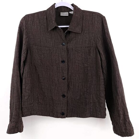 Chico's Silk Wool Textured Shacket Jacket Size SM - Picture 1 of 6